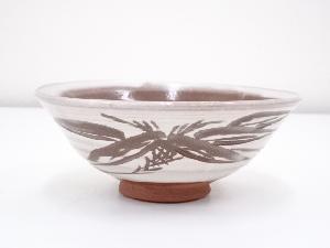 京焼　渓石造　笹絵平茶碗